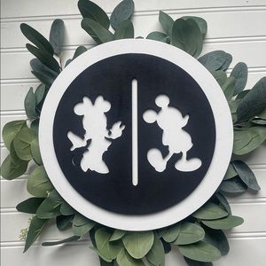 3D wood bathroom sign
